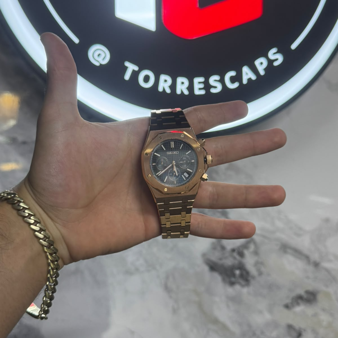 RELOJ SEIKO MOD ROYAL OAK ROSE GOLD CHRONO
