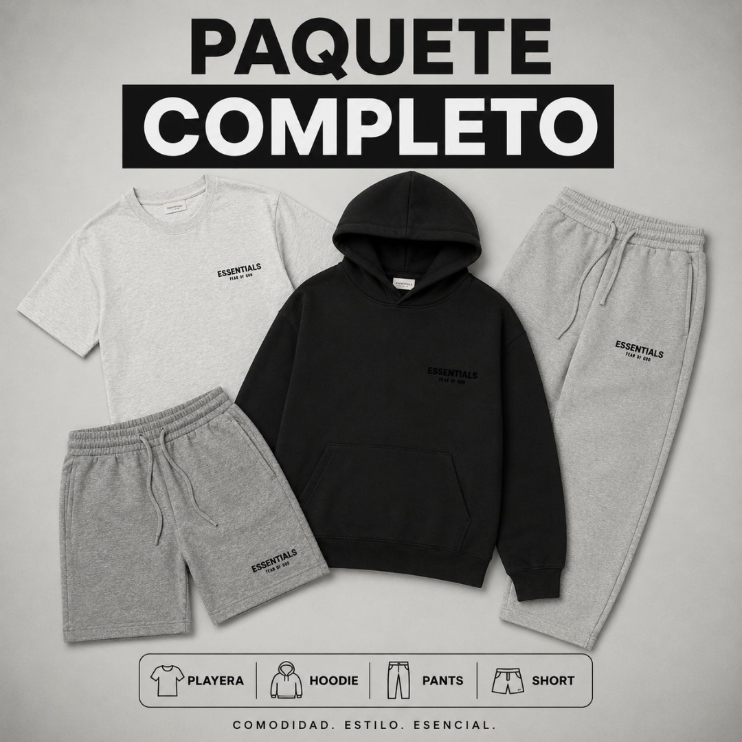 PAQUETE COMPLETO (1 HODDIE + 1 PLAYERA + 1 PANS + 1 SHORT)